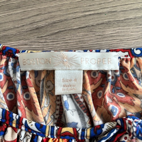Womens Boston Proper Off-Shoulder Boho Paisley Bell Sleeve Mini Dress Size 4 - Picture 5 of 7